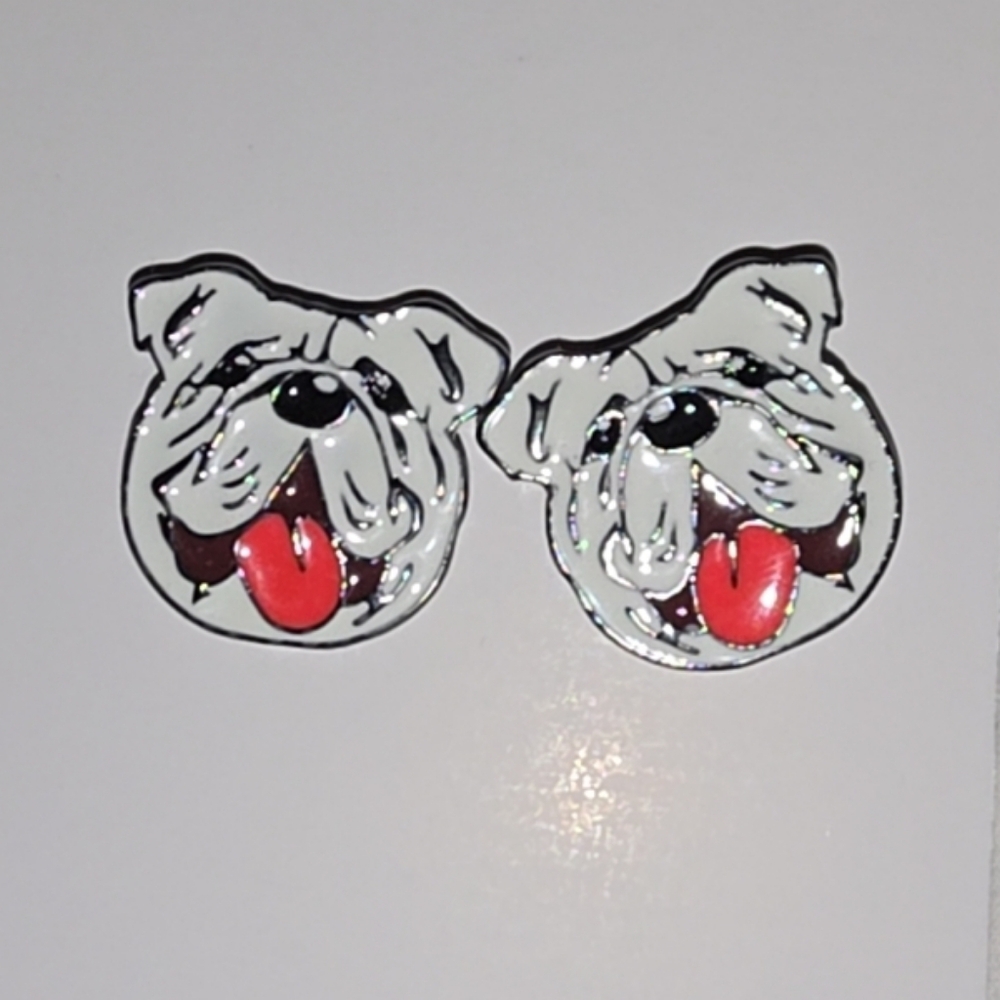 Georgia Bulldogs Game Day Earrings. Red, White & Silver. Super Cute. Never Worn.